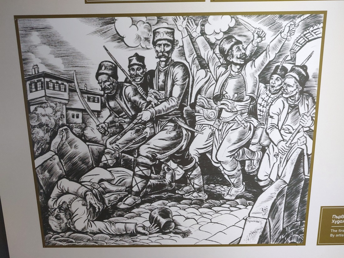 Foto pueblo histórico de Koprivshtitsa, puente kalachev o del primer disparo, Bulgaria